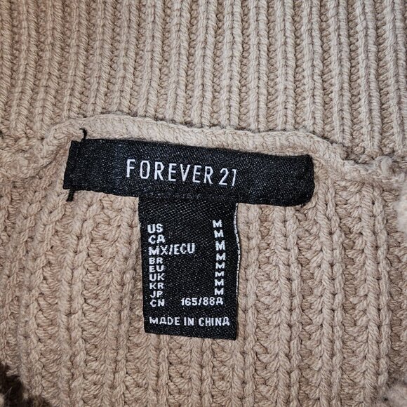 Women's M Sweater Cropped Long Sleeved Brown Cable Knit Forever 21 - Picture 9 of 10